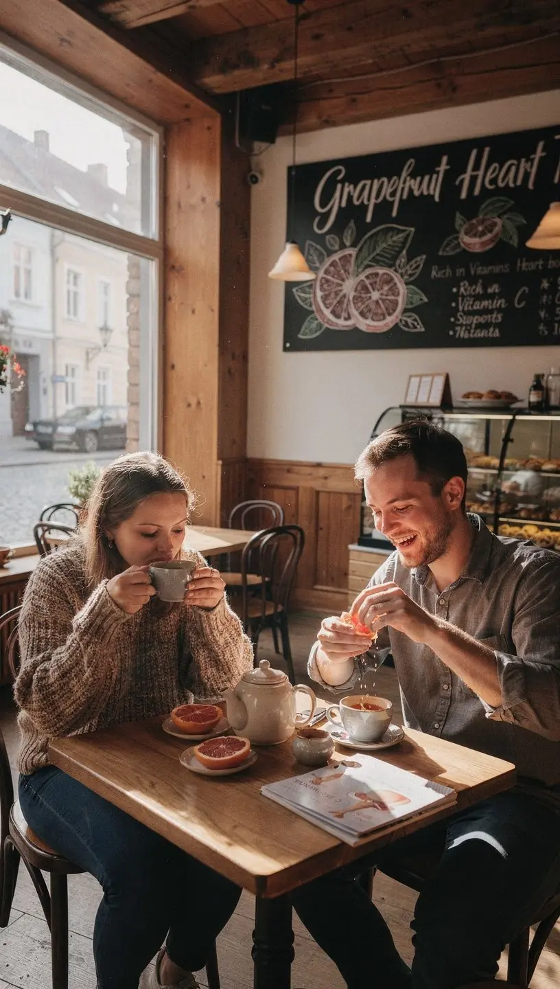 Puodelis greipfrutų arbatos su šviežiais vaisių griežinėliais, skatinantis kraujospūdžio kontrolę.